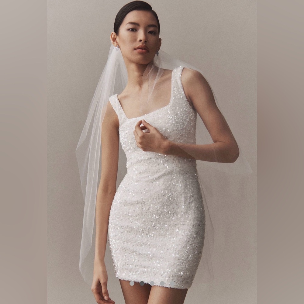 Stunning White Sequin Bridal Dress